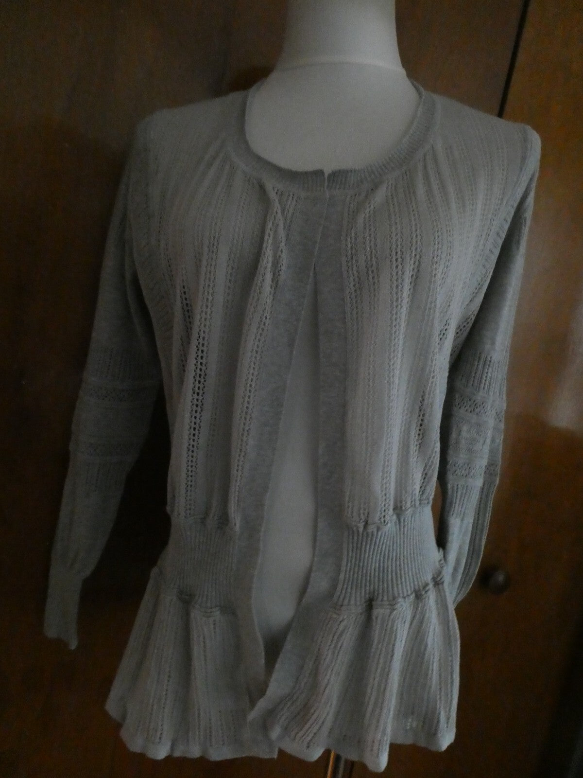 Authentic Burberry Women's Open Front Long Sleeve Gray Cardigan Small