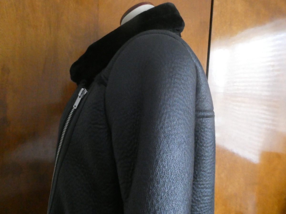 LY VAREY LIN Women's Black Faux Shearing Lined Warm Winter Moto Jacket Small