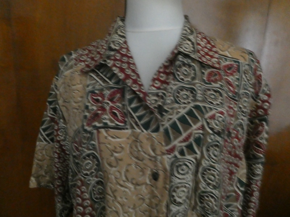 Stunt Collections 100% Silk Multi-Colored Top/Blouse Size Large