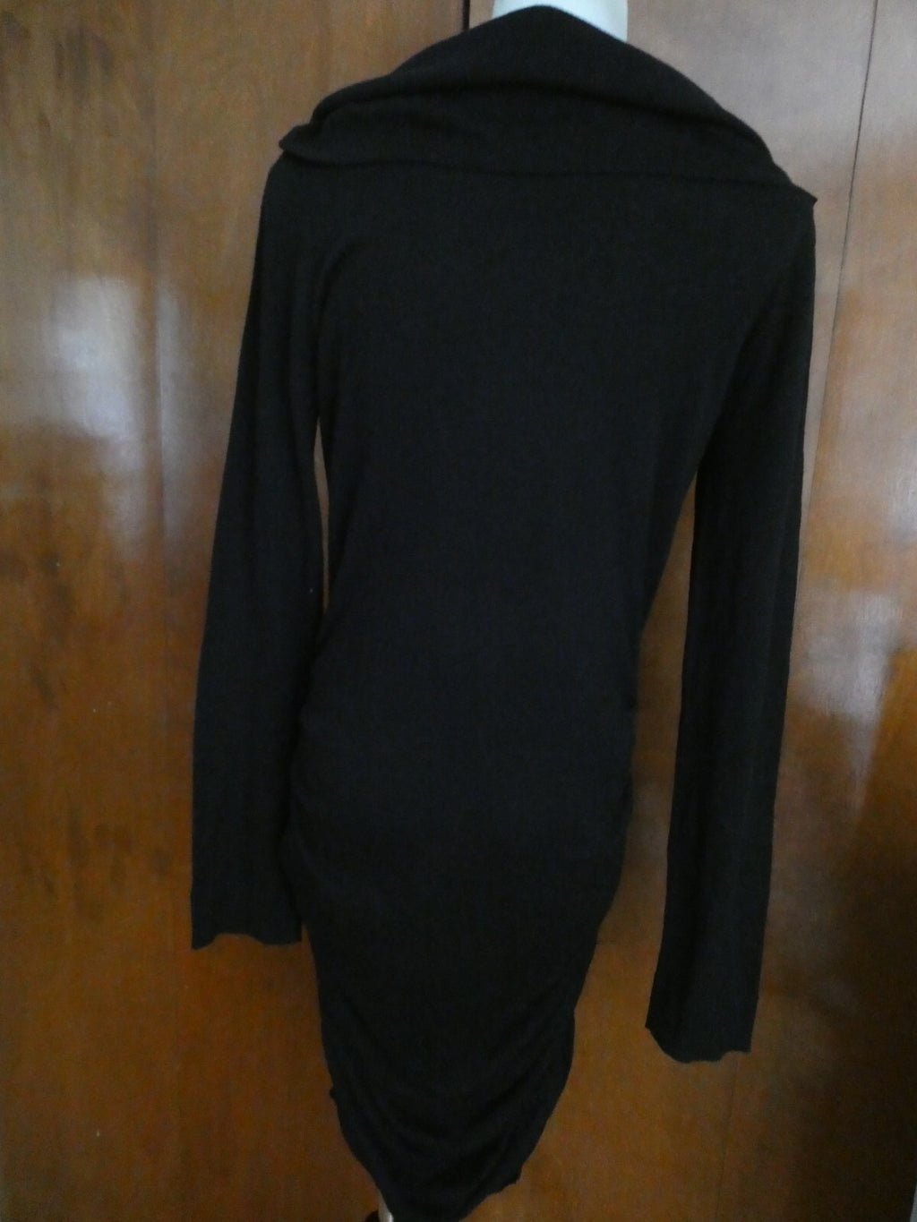 Rachel Roy women's stylish detailed black cowl neck long sleeves dress New