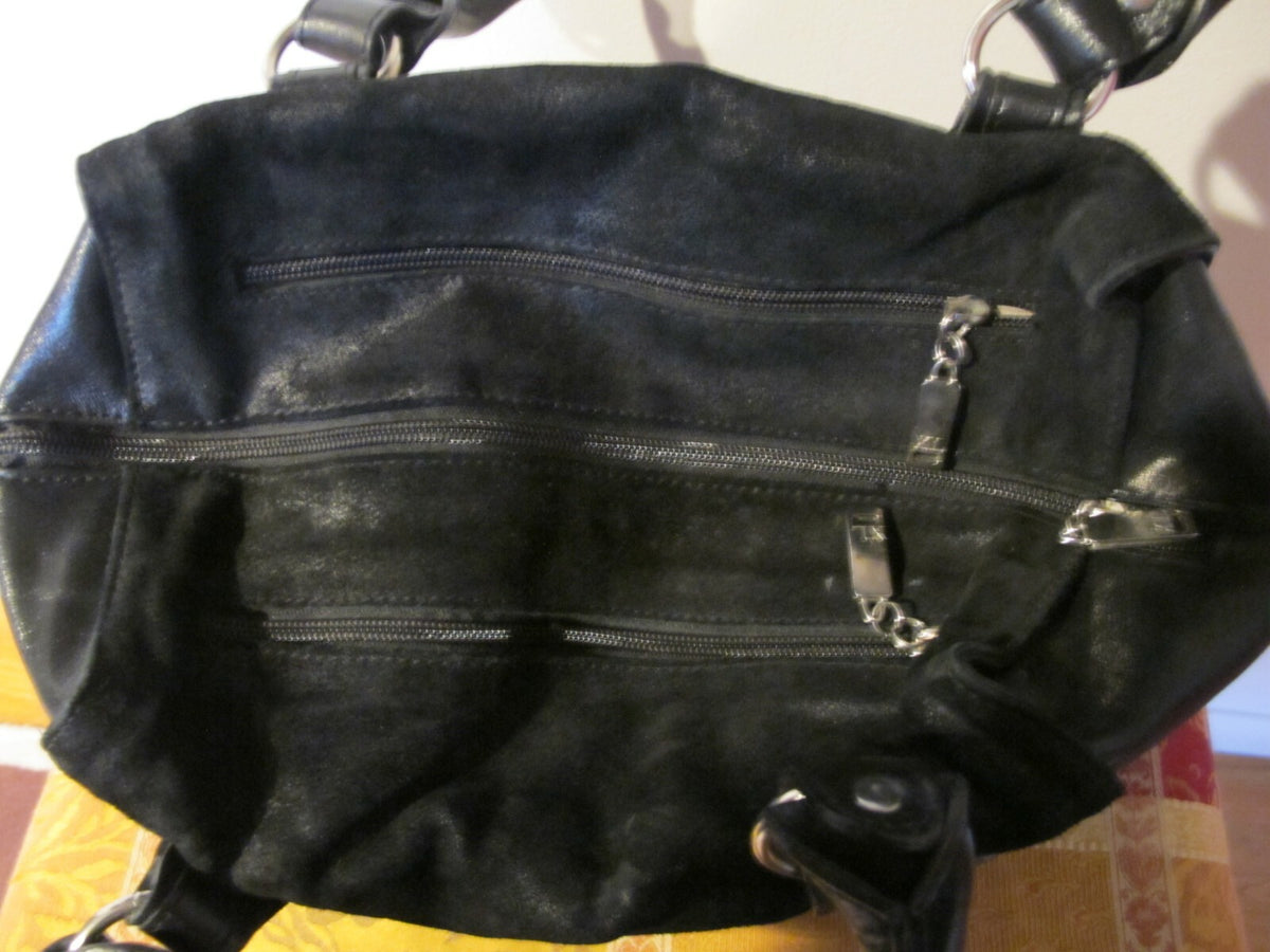 Extra Large Women's Black Cowl Leather Purse Shoulder Bag From Argentina