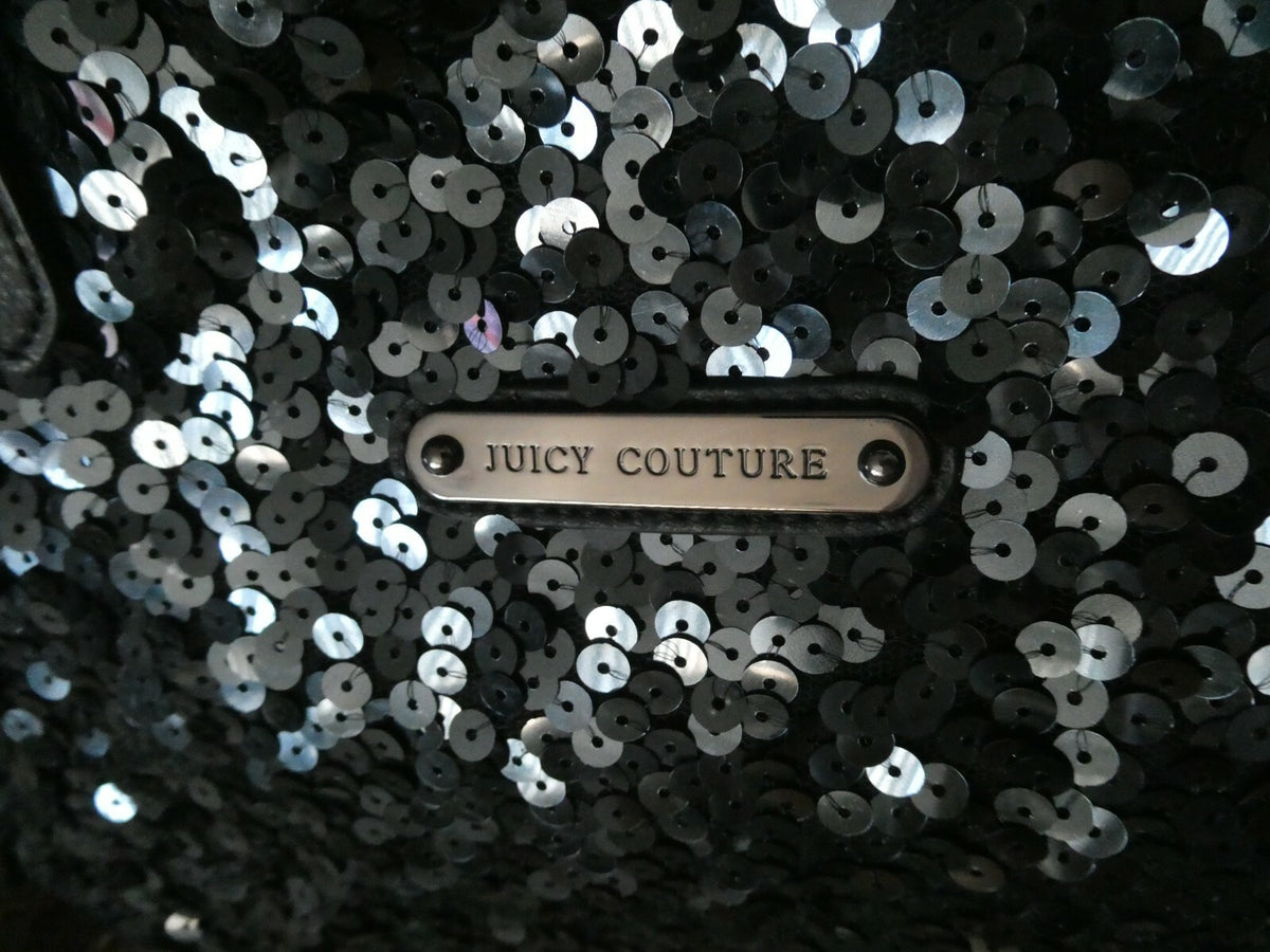 Juicy Couture Evening Black Velvet Leather Shoulder Handbag Purse USA