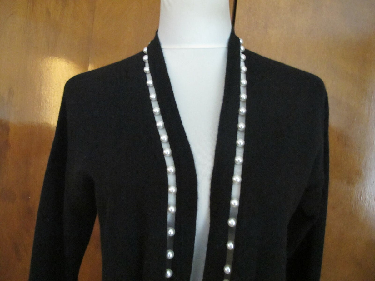 Bloomingdale's Womens Black Open Front Cardigan Small 