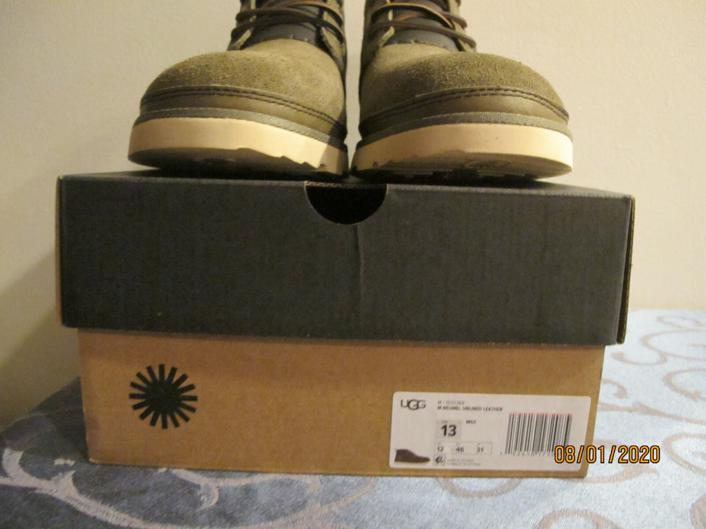 UGG Australia Neumel Unlined Leather Suede Men's Khaki Boots 13 Authentic 