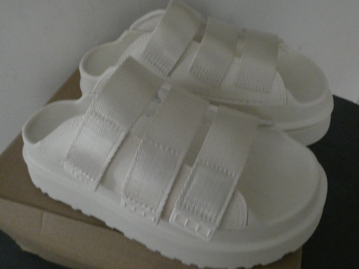 UGG Women Goldenglow Slide JSM White Platform Sandals Sz 5 New in Box W/1167430