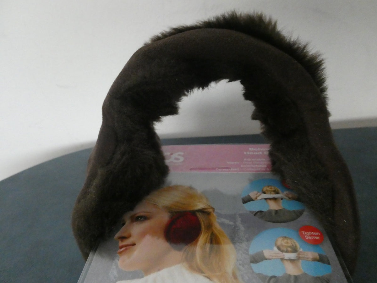 180s Winterlude women cozy fleece ear behind the head brown adjustable one size