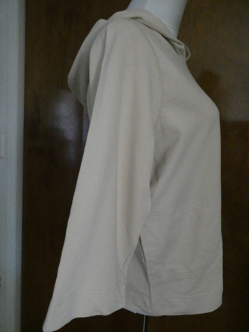 Project G Women's Natural Beige Sweater Attached Hood Large