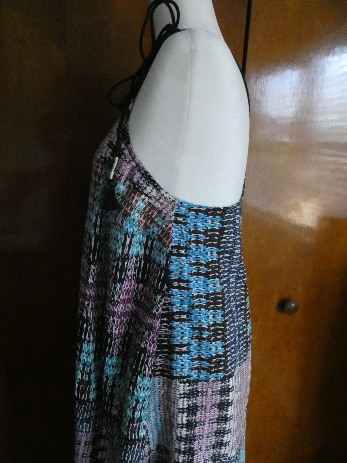 Anthropologie Akemi + Kin Dress Multicolor Printed Midi Swing Spaghetti Strap