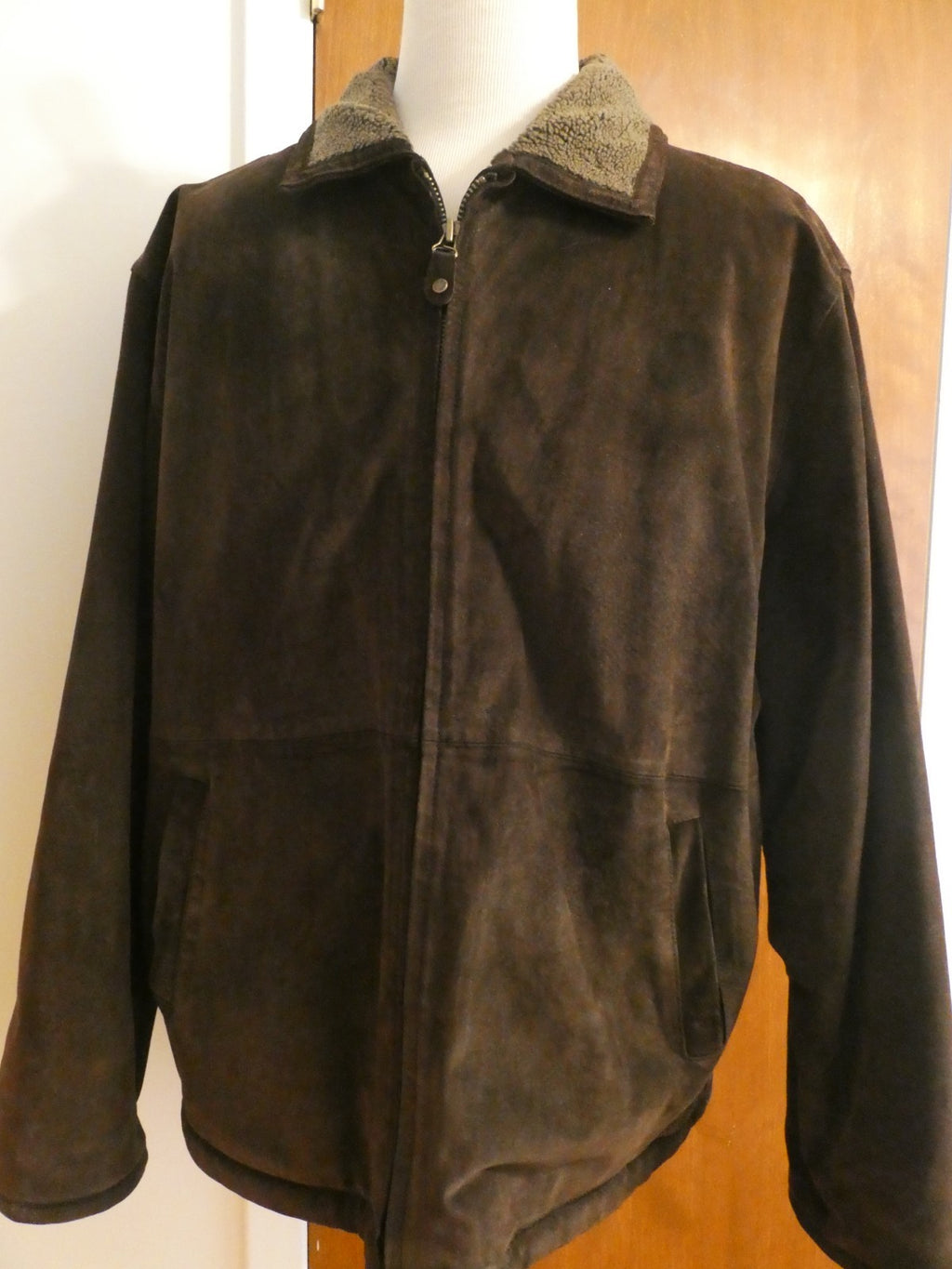 Pacific Trail Men’s Brown Suede Leather Jacket Sherpa Lined Size XL