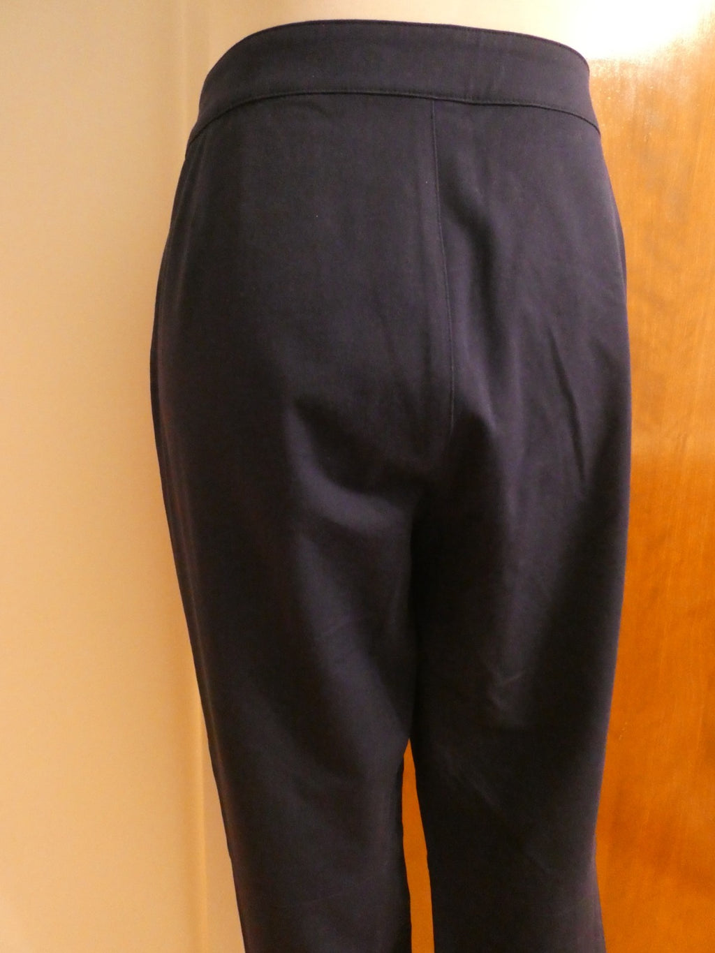 Ralph Lauren Women Navy-Blue Pants Size 14 Stretch Zip Pocket Slim Ankle Career