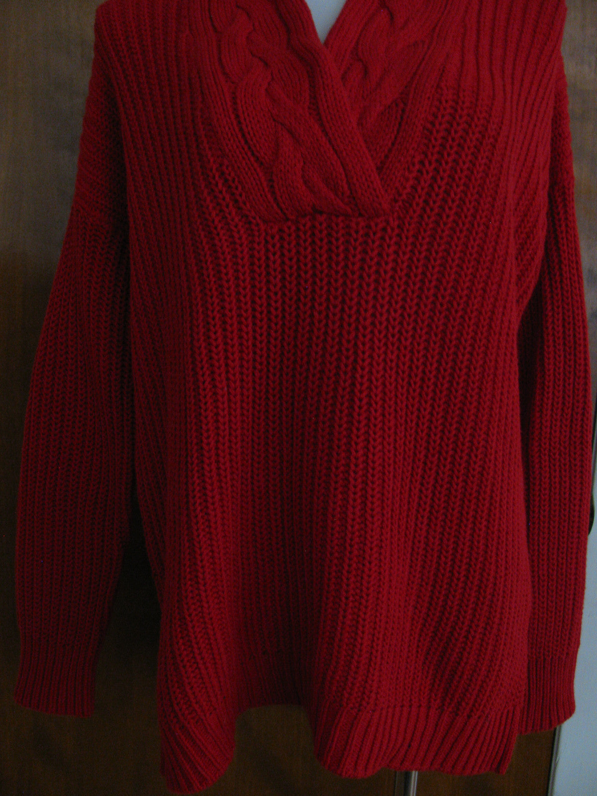 Lauren Ralph Lauren women’s red V-neck cotton sweater New