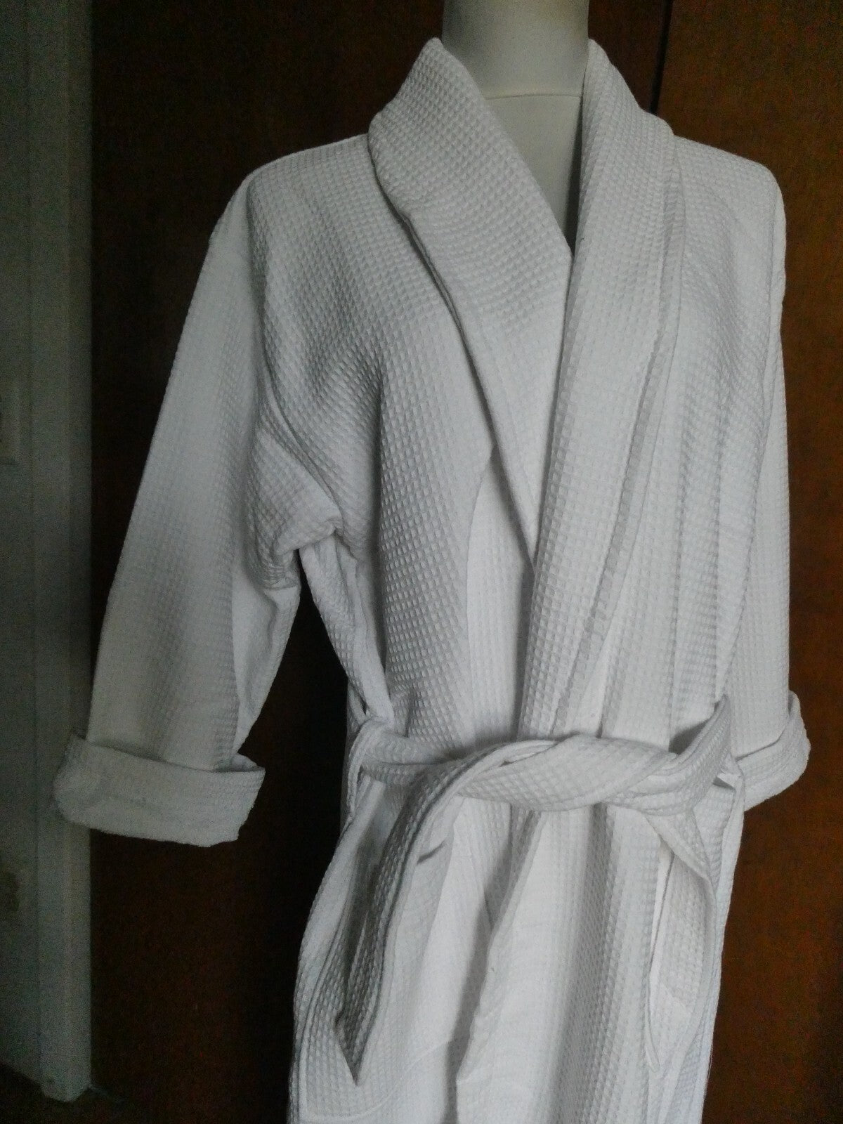 Chortex Luxury Women’s White Waffle Classic Turkish Cotton Robe Size S/M