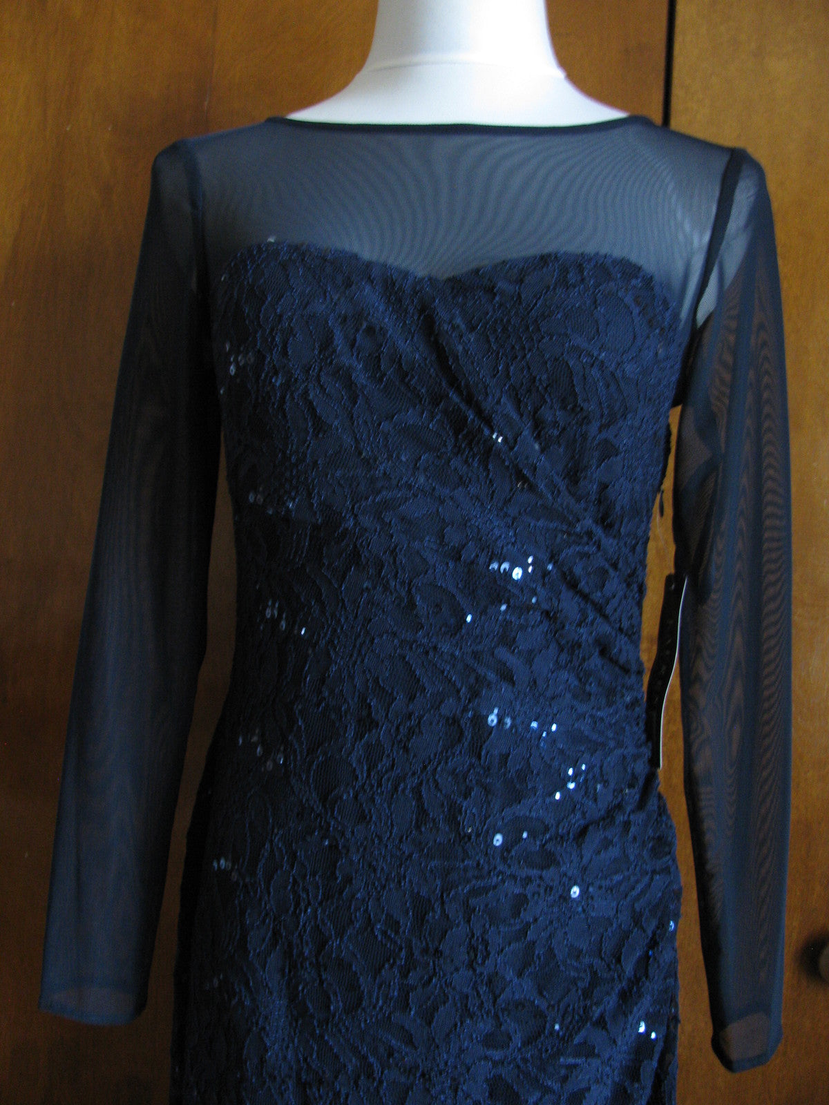 Ralph Lauren women dark blue sequin sparked floral lace evening maxi NWT dress 2
