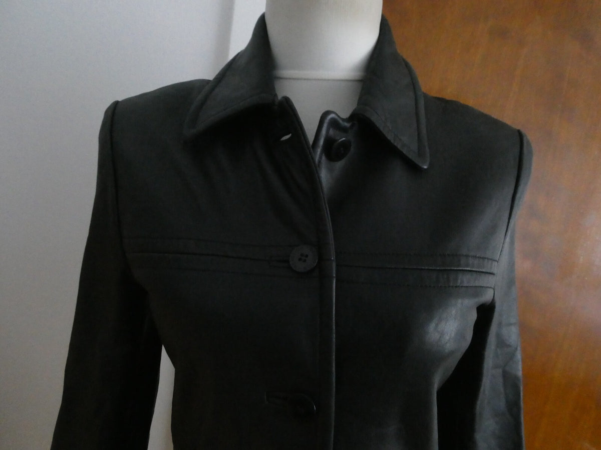 Kenneth Cole Reaction Women's Black Soft Leather Jacket/Coat P (XS)