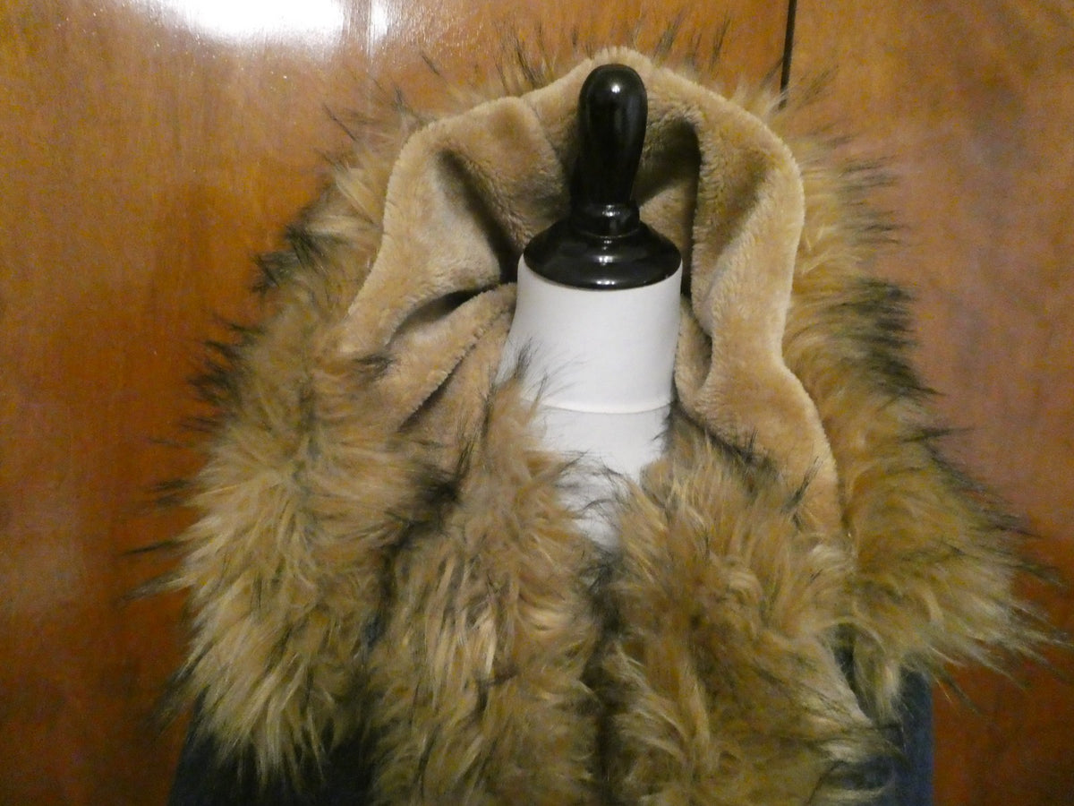 ASA Fashion Group Blue Jean Parka Faux Fur Hood Down Winter Outdoor Overcoat XL