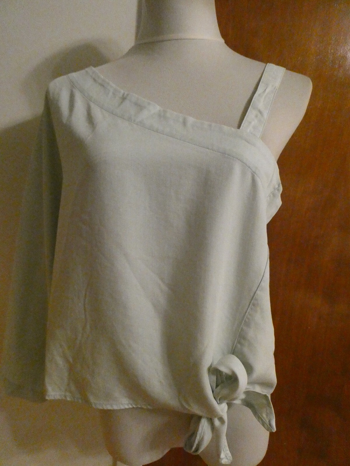 Anthropologie Holding Horses Maddie Blue Chambray One Shoulder Top Large $88