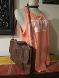 Vintage Tartana Pelletterie Women's Brown Leather Briefcase Messenger Bag 
