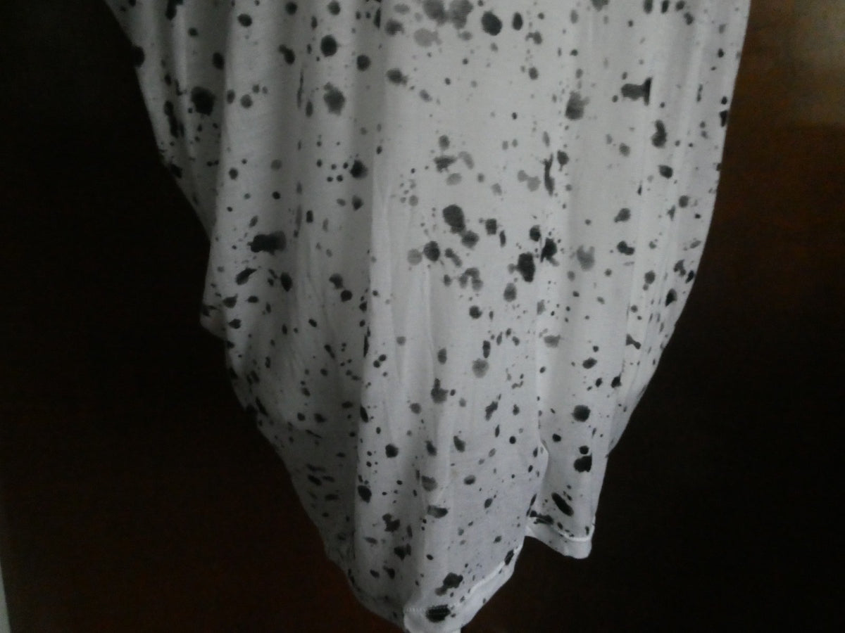 Michael Kors Women Top White/Black Splash Print 100% Tencel Medium $69.50