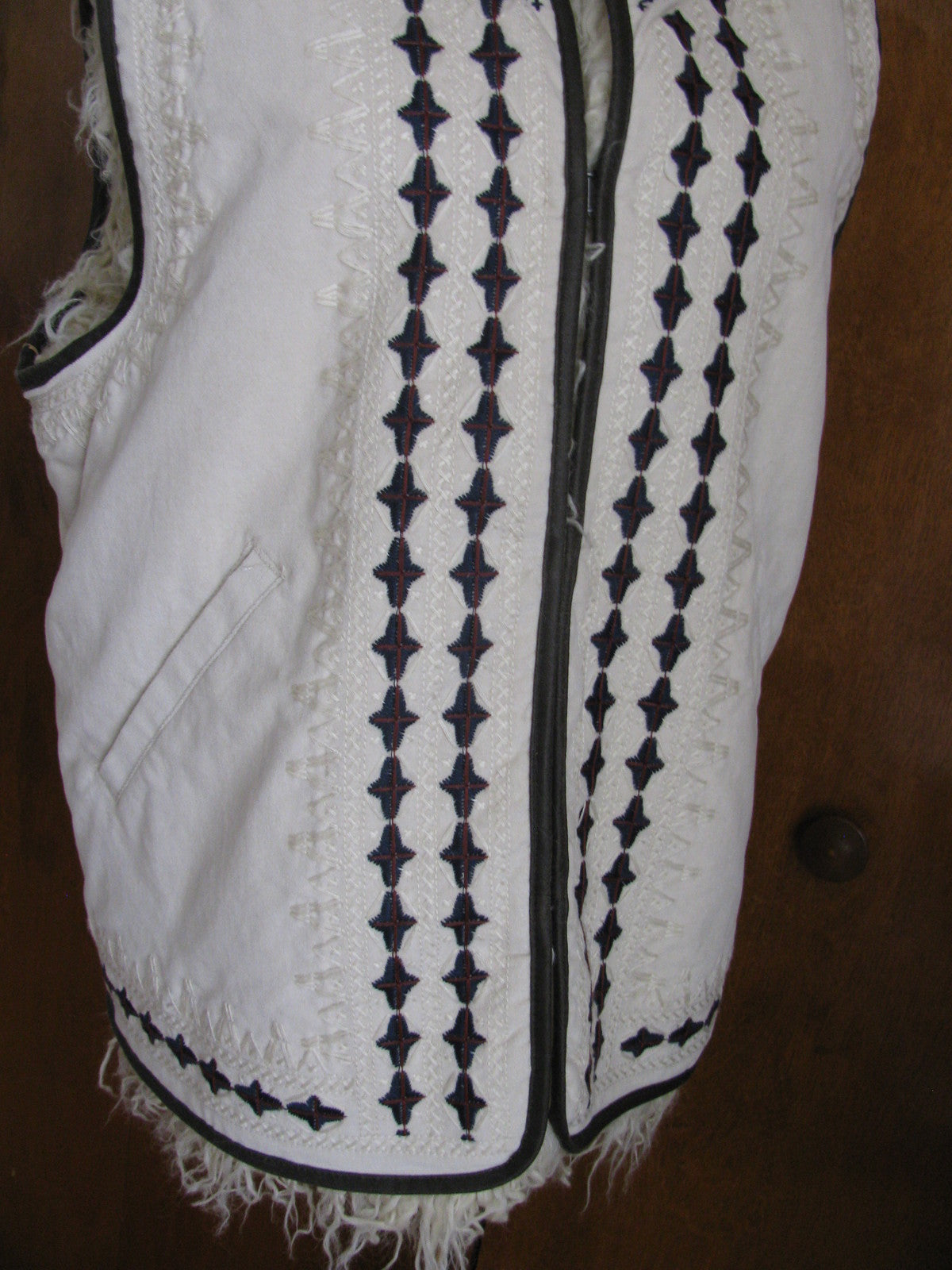 Free People Women's Almond Reversible Embroidered Faux Fur Vest Medium 