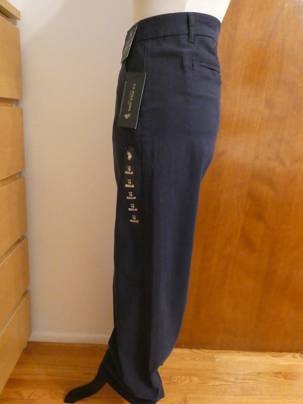 U.S. Polo Assn. Women's Wide Leg Chino Pants Navy High Rise Size 16R (fit 14R)