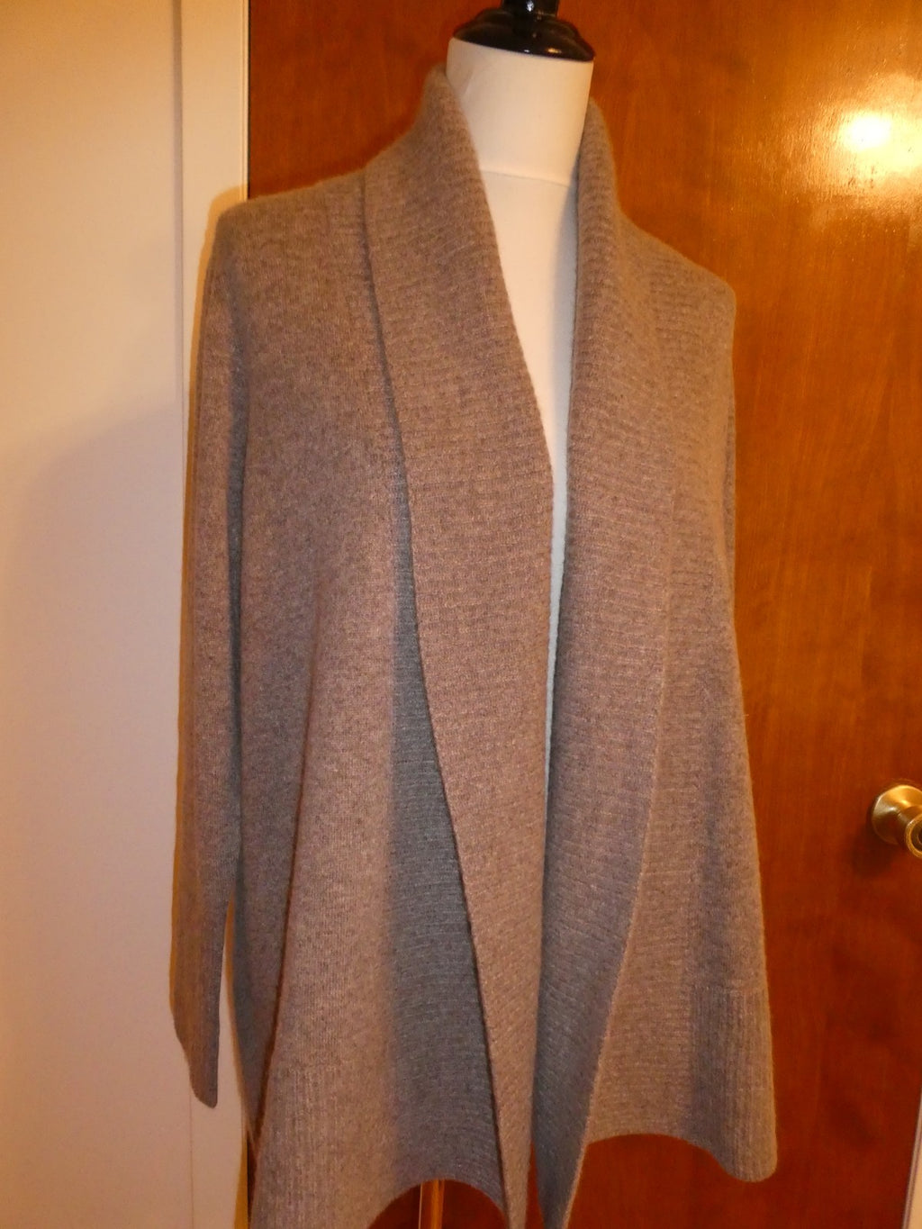 C by Bloomingdale's Women 100% Cashmere H. Rye Sesame Open Front Cardigan Large