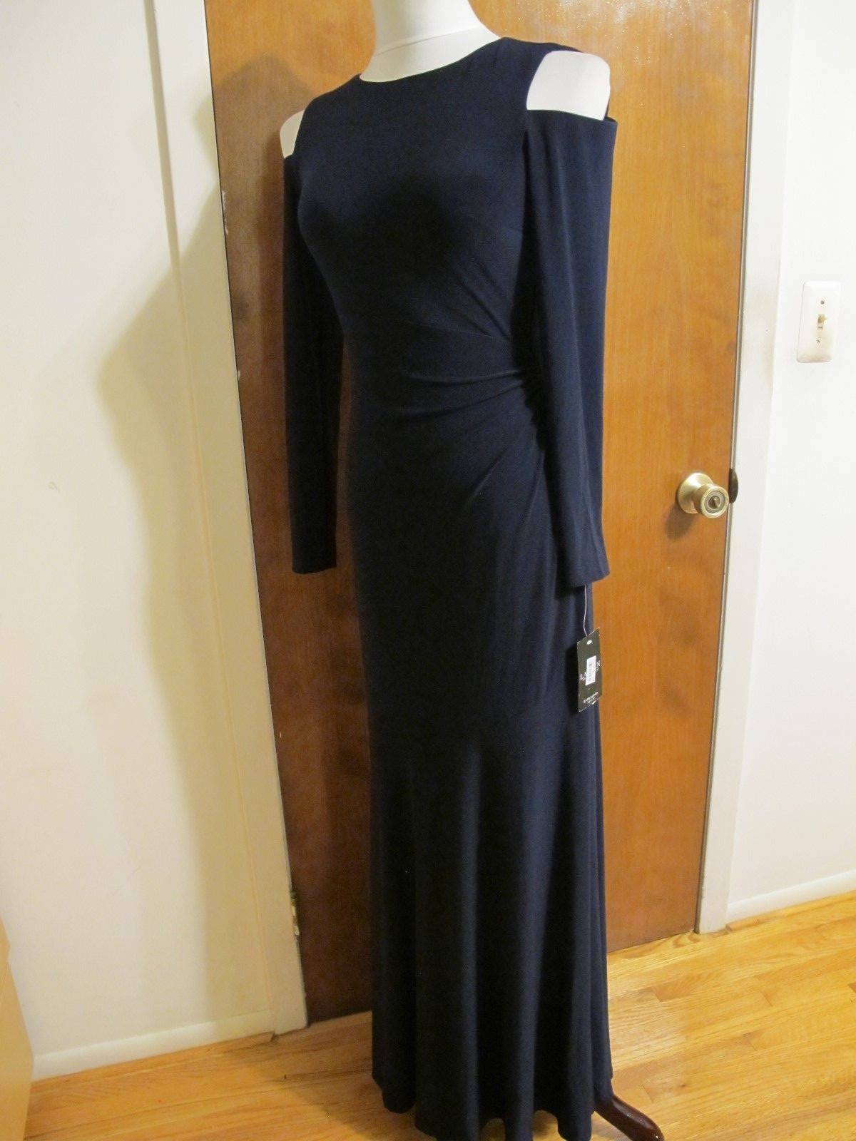 Lauren Ralph Lauren Women Navy Lined Evening Maxi Cutout A-line Dress New