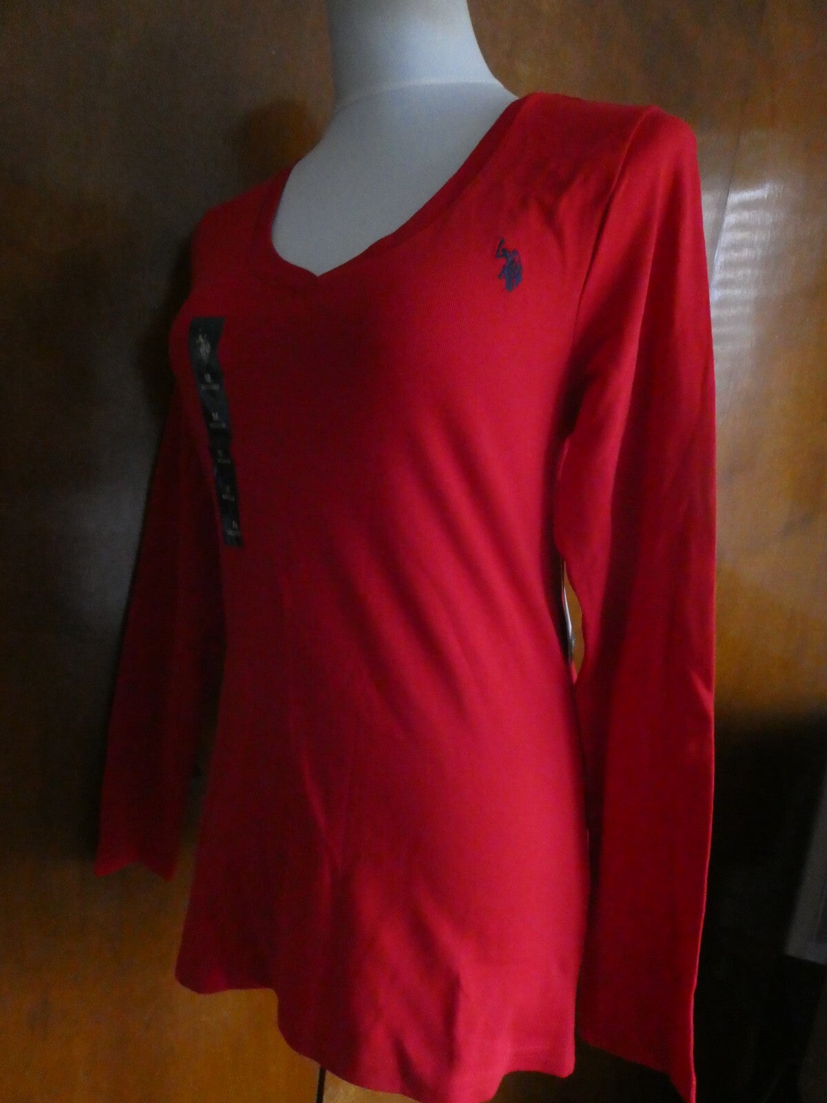 U.S. POLO ASSN. women's red cotton long sleeves top size Medium