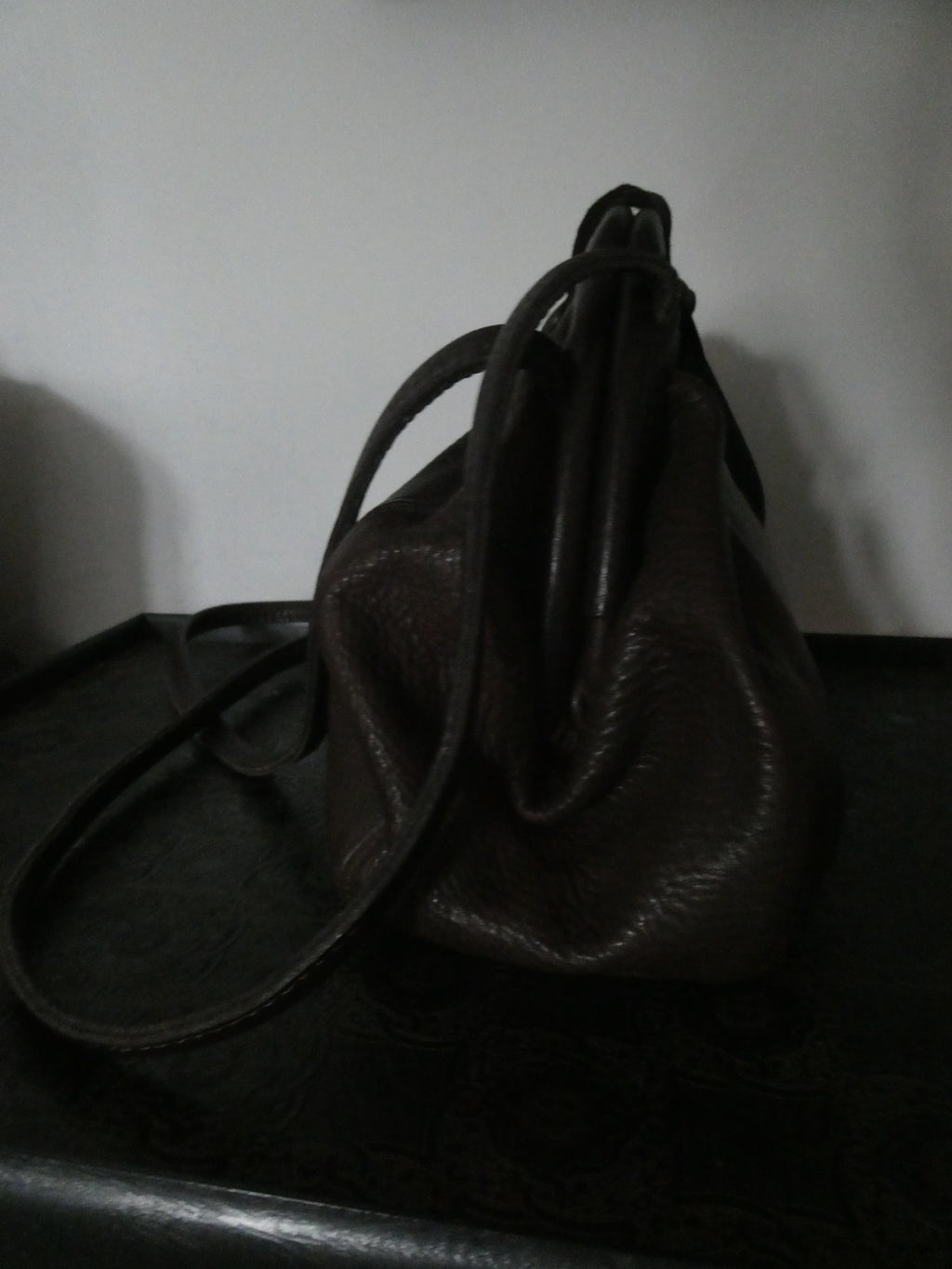 Vintage AMANN Brown Genuine Leather Shoulder Crossbody Bag Large 12x8x5 "1990s"