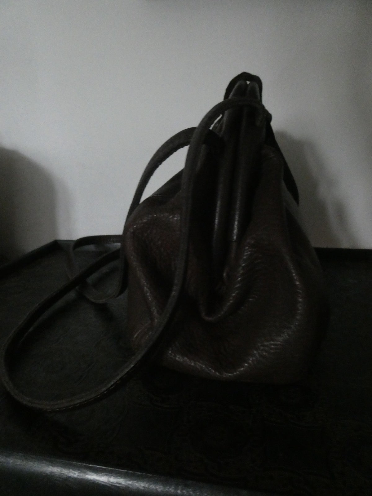 Vintage AMANN Brown Genuine Leather Shoulder Crossbody Bag Large 12x8x5 "1990s"