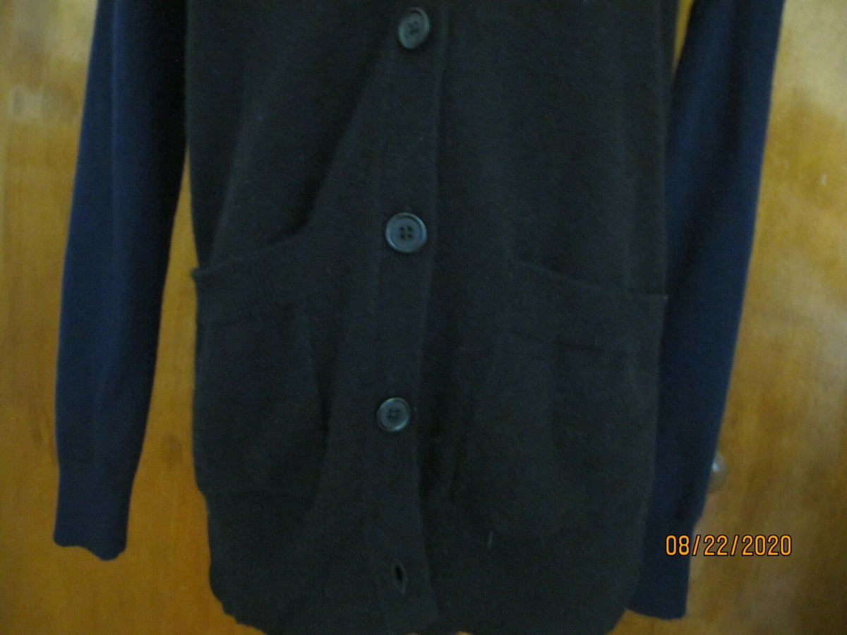 Aqua Women's Black Emerald Navy Cashmere Buttoned Cardigan 