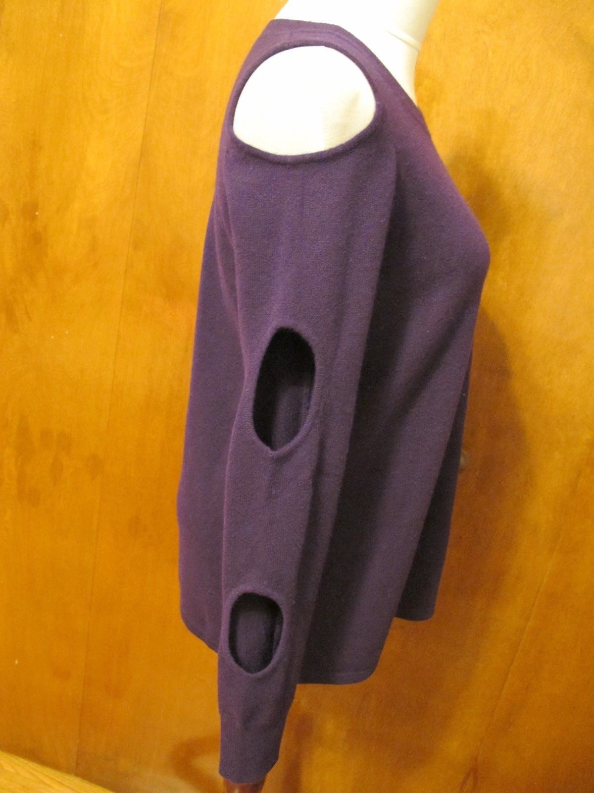Bloomingdale Aqua Women's Purple Amethyst Cashmere Soft Cold-Shoulder Sweater