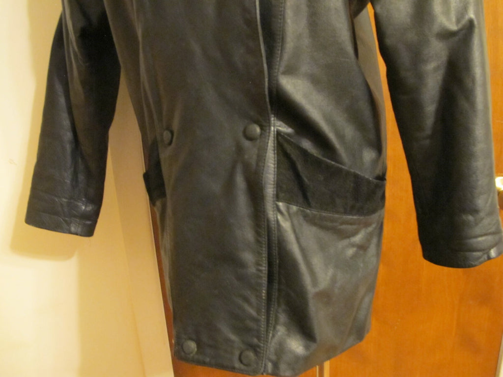Pelle Cuir Women's Black Real Genuine Leather Detailed Jacket Coat Size Small