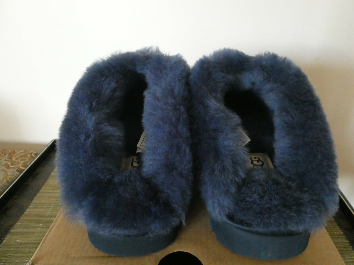 UGG Cluggette Sequins Sheepskin Flux Cozy Women Navy Slipper US 6 Style1127490