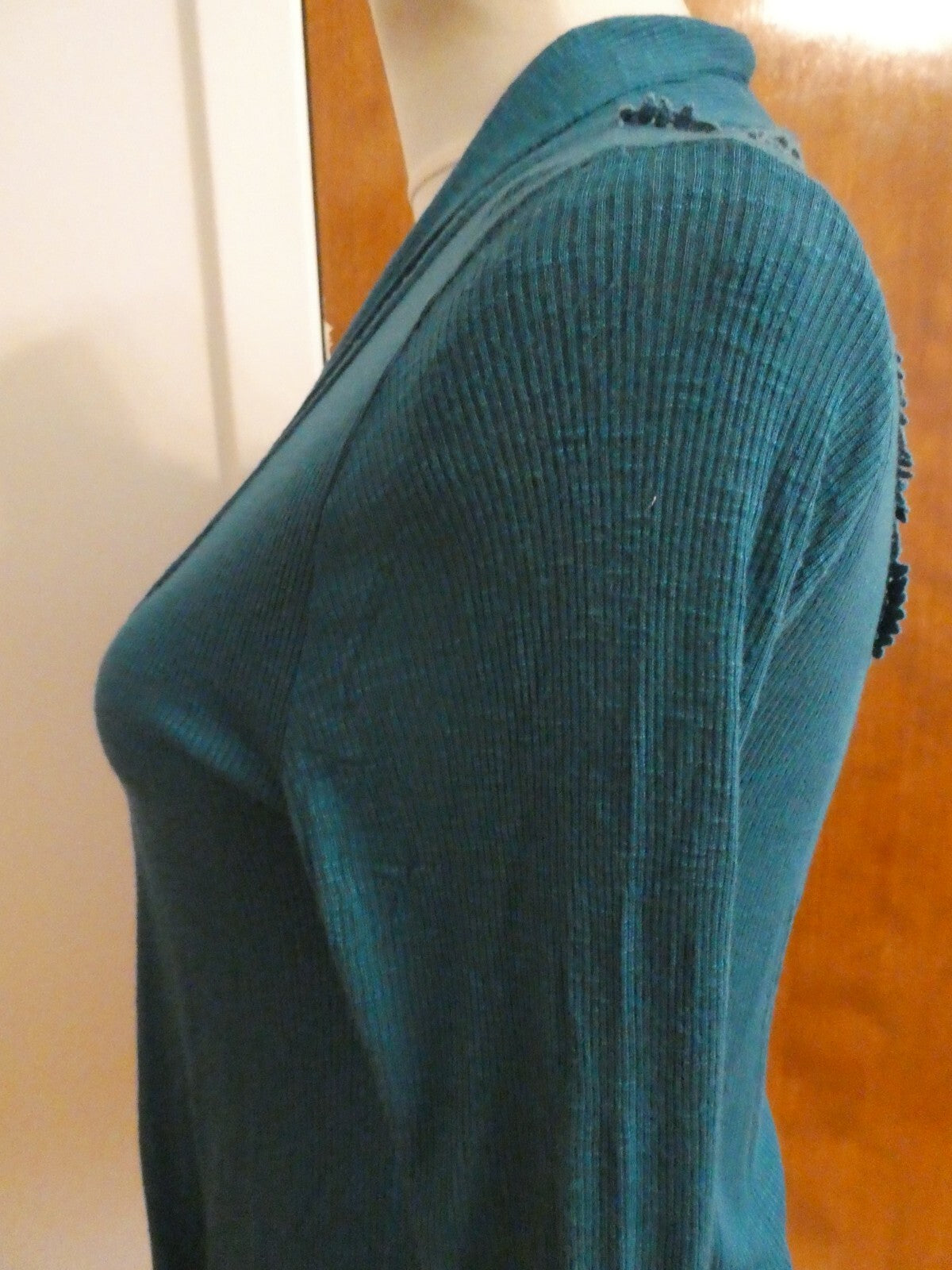 Julia's Closet Women's Teal Green Open Front Detailed Cardigan Medium