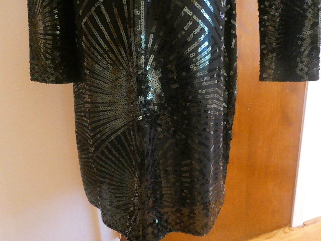 Misschen Women’s Black Evening Lined Sequined Long Sleeves Dress Size Large