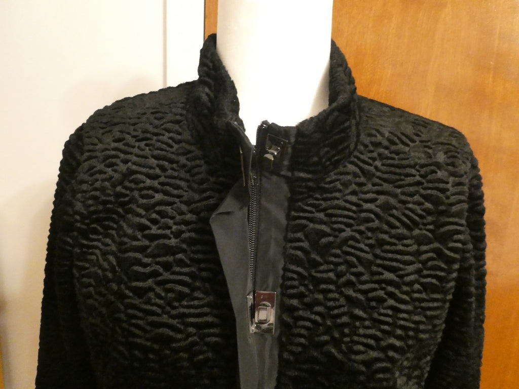 Carol Anderson By Invitation Women Textured Velour Black Jacket Toggle Buttons S