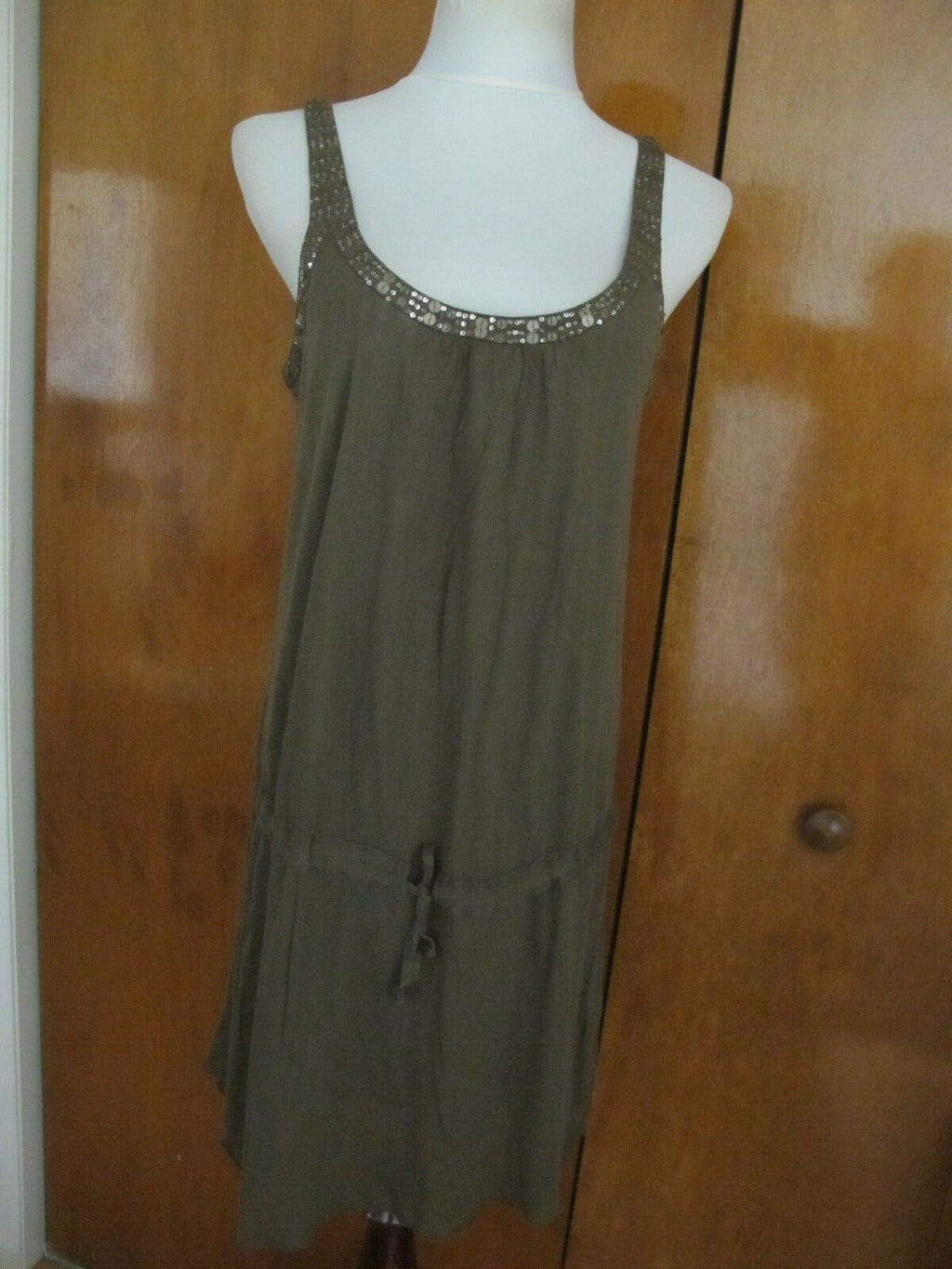 Free People women's dark green detailed tencel lined mini dress size 8