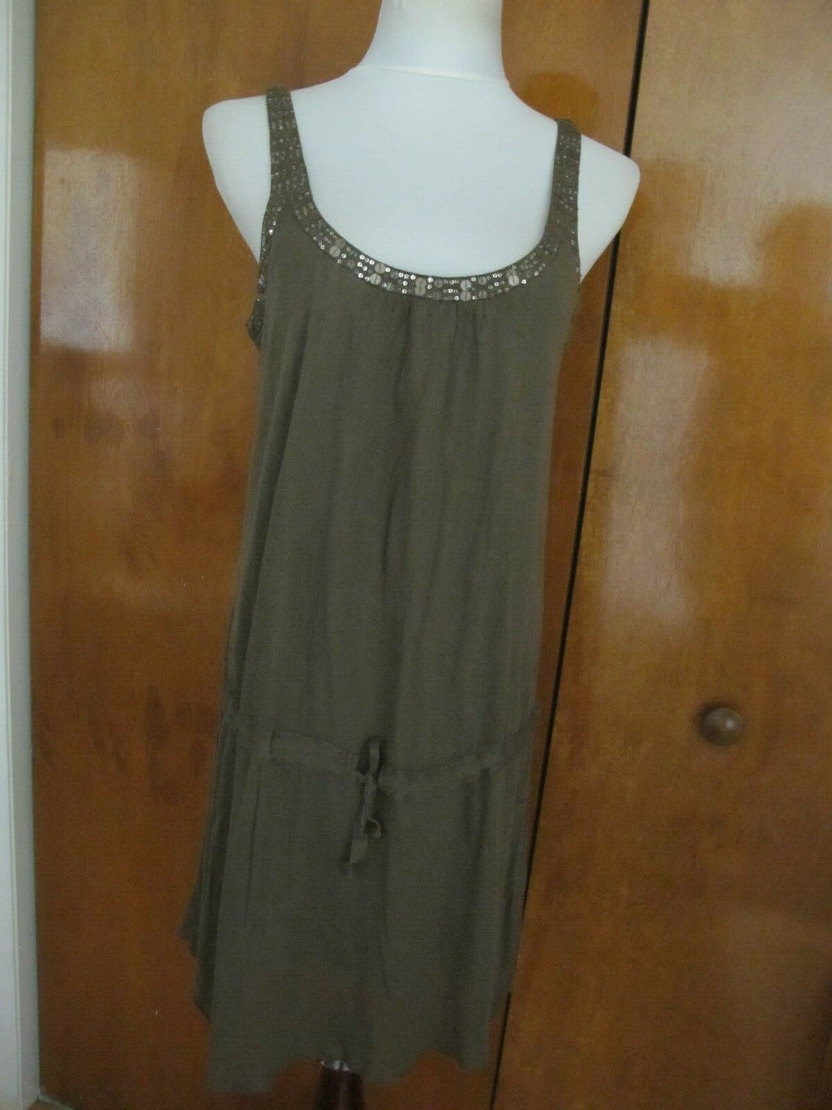 Free People women's dark green detailed tencel lined mini dress size 8