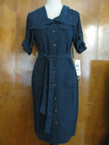 Lauren Ralph Lauren women's navy silk linen dress new Size 4