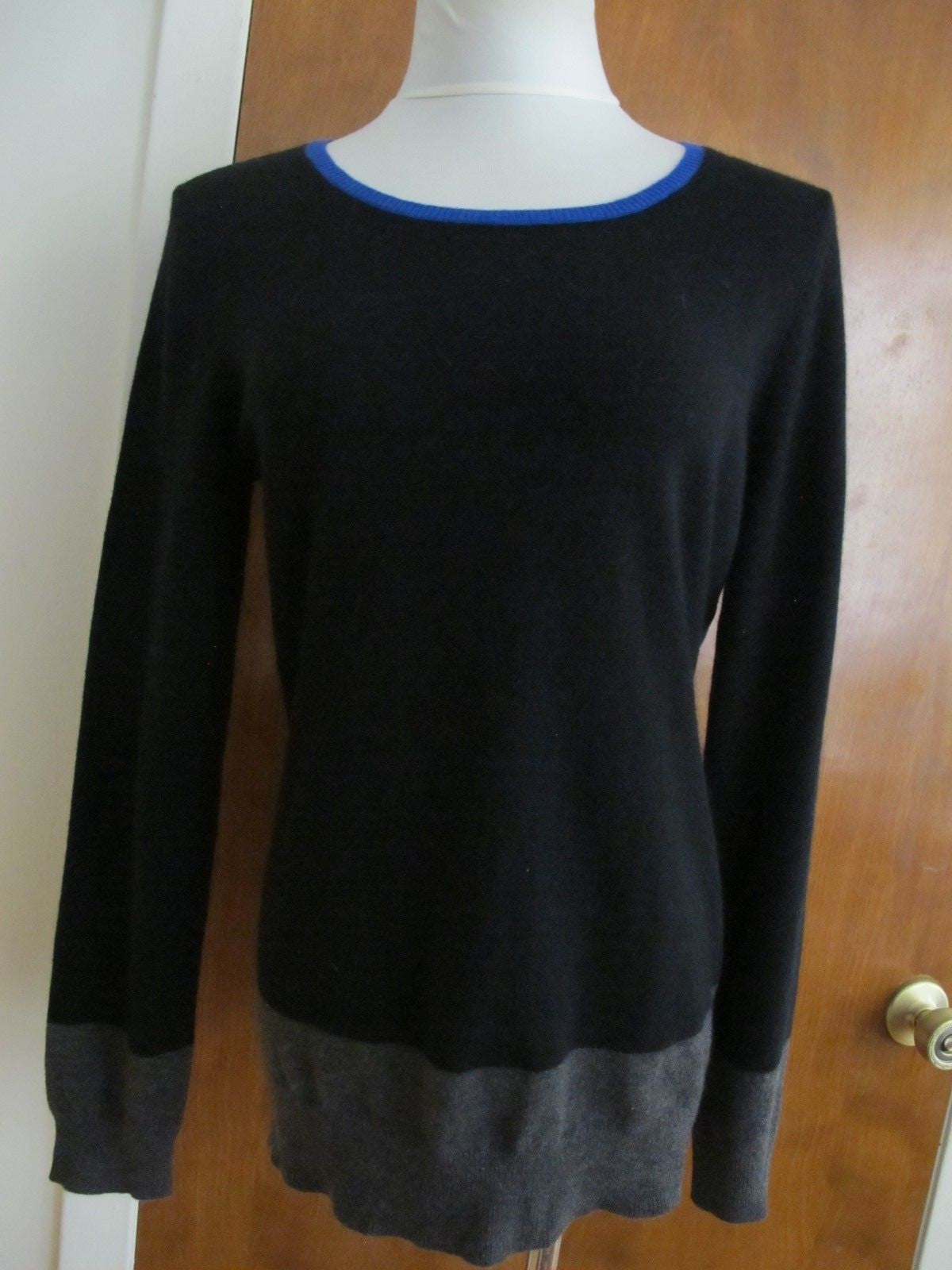 Ralph Lauren women's blue black gray cashmere sweater size Large New