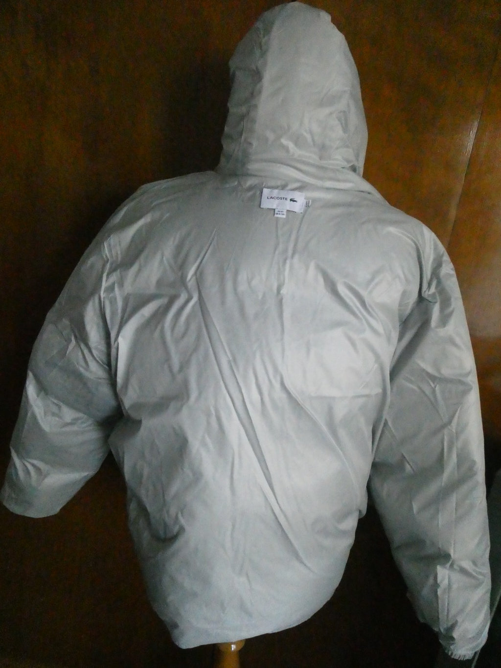 Lacoste Men’s Reversible Down Puffer Jacket XL 2XL Black Gray Hooded NWT $450
