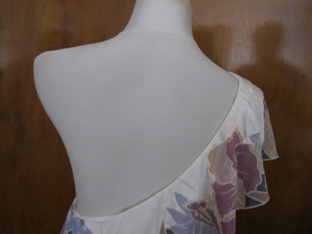 Free People Women’s Ruffle One Shoulder Ivory Floral  Tank Top 