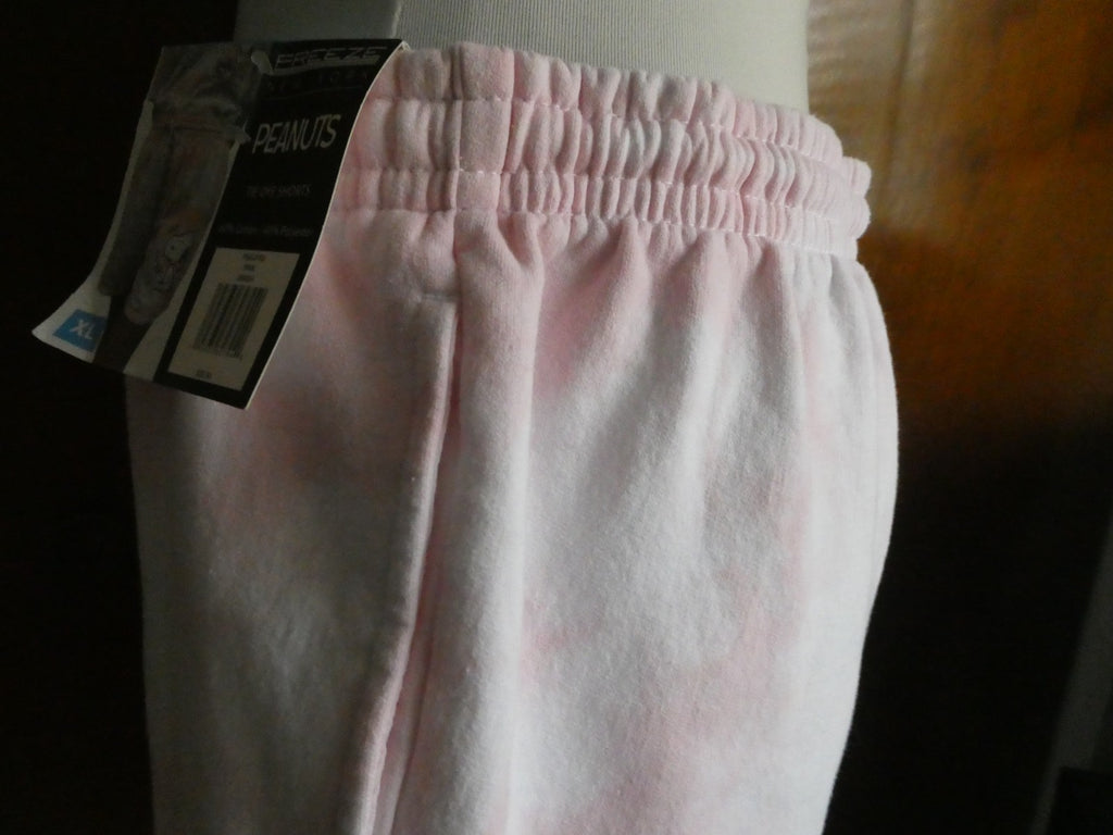 Peanuts Snoopy Tie Dye Shorts Women XL Pink NWT Drawstring Lounge Freeze NY