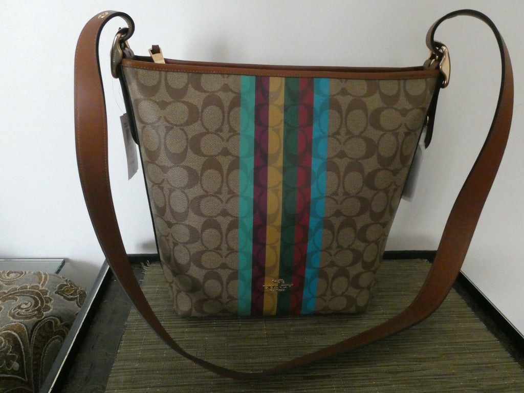 Coach Val Duffle In Signature Canvas With Stripe Handbag Style C5641
