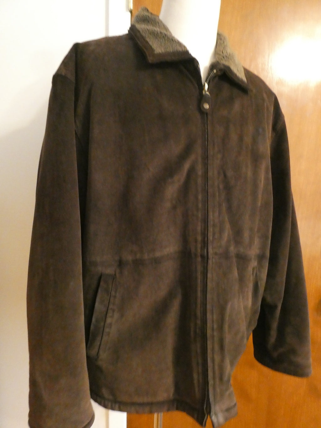 Pacific Trail Men’s Brown Suede Leather Jacket Sherpa Lined Size XL