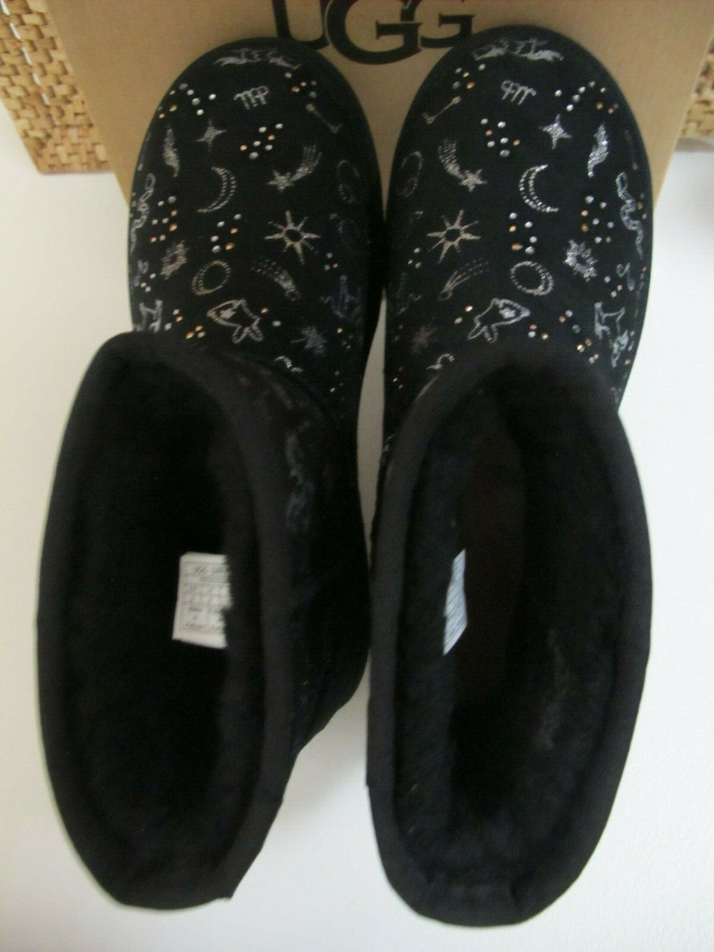 UGG CLASSIC ZODIAC WOMEN'S MINI BLACK SUEDE SHEEPSKIN BOOTS (Run Small)