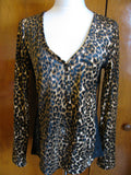 Denim & Supply women's leopard print velour mesh crafted evening top blouse New