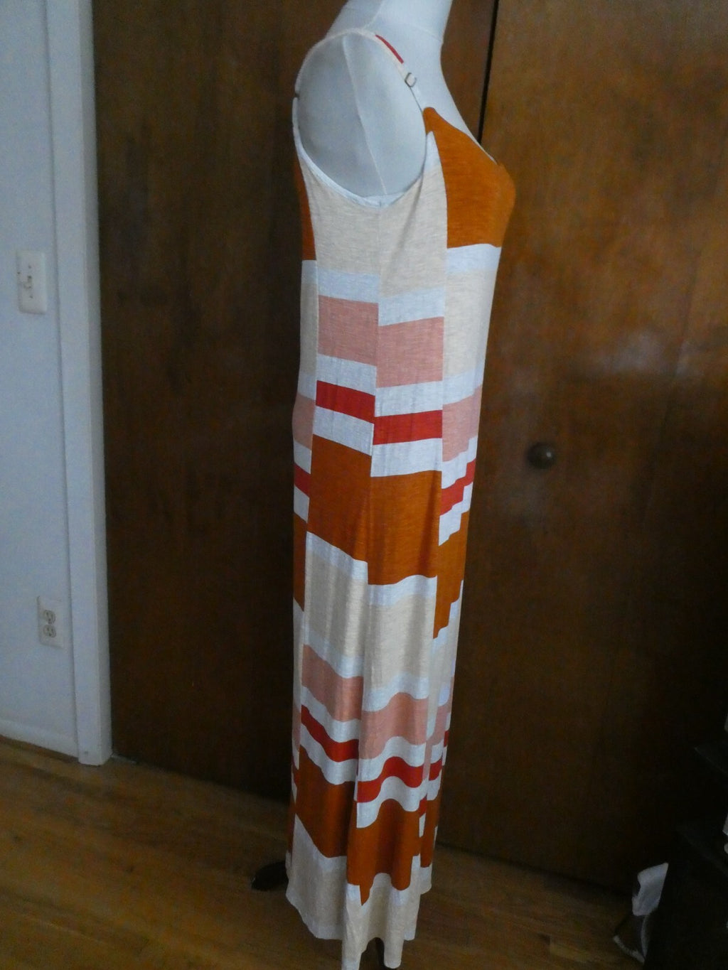 Anthropologie Dolan Multicolor long Lined Spagetti Straps Dress Size Large