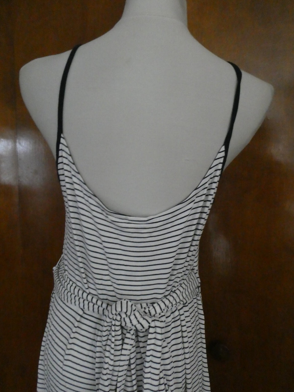 Gap Women's Stripped White/Black Tie-Waist Midi Wrap Dress Size Large Xlarge