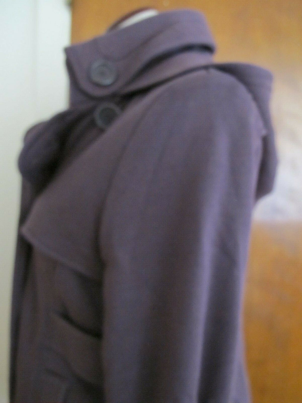 Hydraulic  women's eggplant cotton blends hooded blazer  
